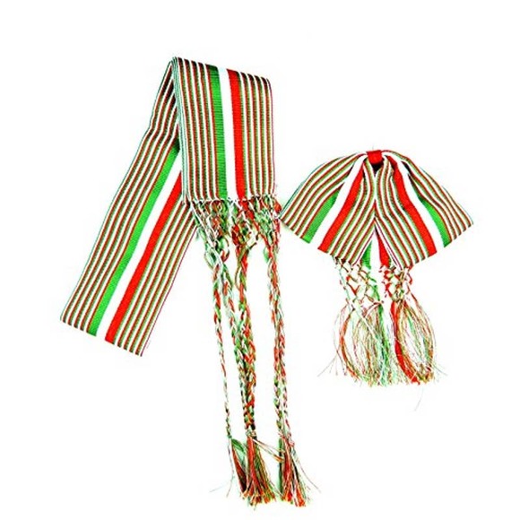 Mexican Charro Bow Tie Red elastic band AND cumberbun. childs One Size - Picture 1 of 1